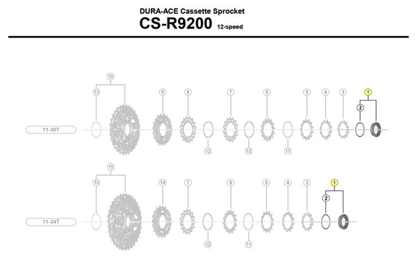 Anillo de bloqueo Shimano Dura-Ace CS-R9200 Negro