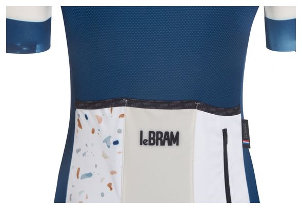 LeBramTerrazzo Women&#39;s Short Sleeve Jersey Blue Tailored Fit