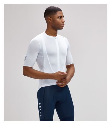 Herren-Kurzarmtrikot „Le Col Pro Lightweight“ in Weiß/Marineblau
