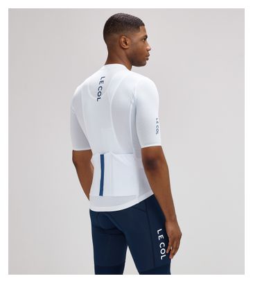Herren-Kurzarmtrikot „Le Col Pro Lightweight“ in Weiß/Marineblau