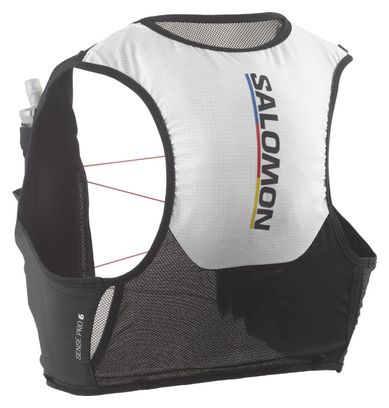 Sac d'hydratation Salomon Sense Pro 6 Race Flag + Flasks Noir/Blanc Unisexe