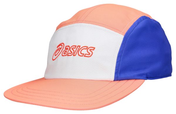 Gorra Asics de 5 paneles en color coral y morado