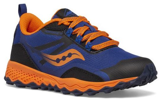 Saucony Peregrine 12 Shield Blauw Oranje Trailschoenen voor kinderen