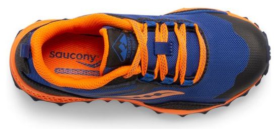 Saucony Peregrine 12 Shield Blauw Oranje Trailschoenen voor kinderen