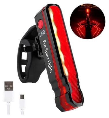 Feu de vélo rouge - rechargeable par USB - lumière rouge et laser LED