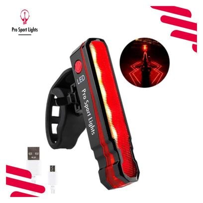 Feu de vélo rouge - rechargeable par USB - lumière rouge et laser LED