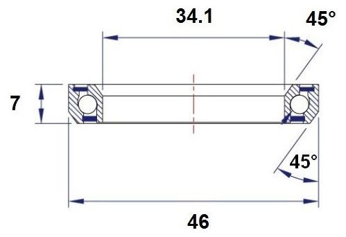 Black Bearing C9 Stuurlagers 34,1 x 46 x 7 mm 45/45°