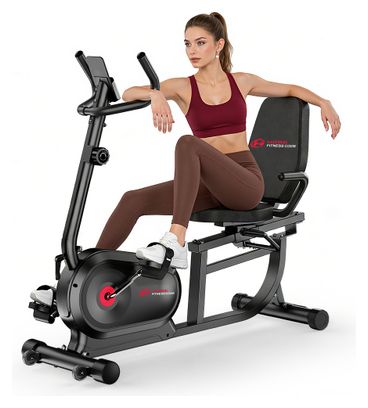 Vélo d’appartement allongé fitness cardio magnétique confort intérieur Noir