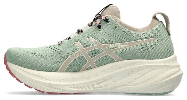 Chaussures de Trail Running Femme Asics Gel Nimbus 26 TR Vert Beige