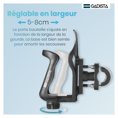 Porte bidon ajustable Velo  Bouteilles de 48-80 mm  Horizontale/Verticale