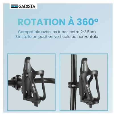 Porte bidon ajustable Velo  Bouteilles de 48-80 mm  Horizontale/Verticale
