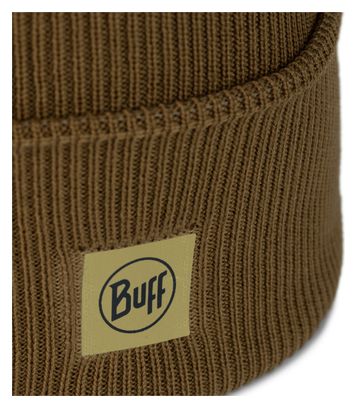 Buff Crossknit Unisex Beanie Brown