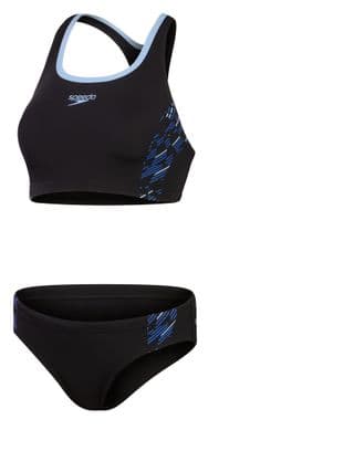 Women's Speedo 2-piece Placement Swimsuit Black / Blue