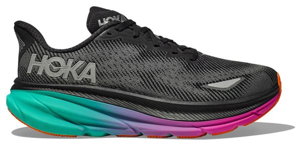 Chaussures Running Hoka Clifton 9 GTX Noir/Vert/Rose Femme