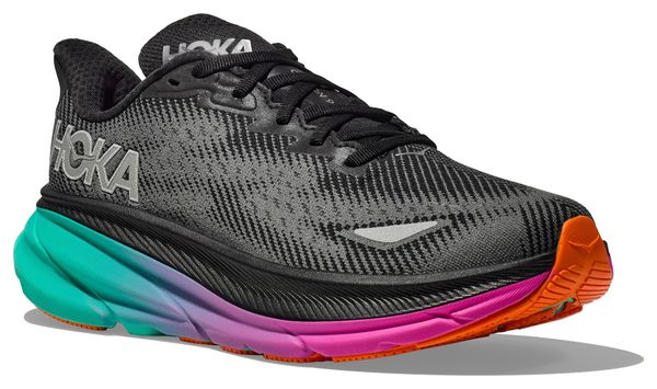 Chaussures Running Hoka Clifton 9 GTX Noir/Vert/Rose Femme