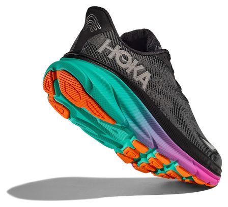 Hoka Clifton 9 GTX Laufschuhe Schwarz/Grün/Rosa Damen