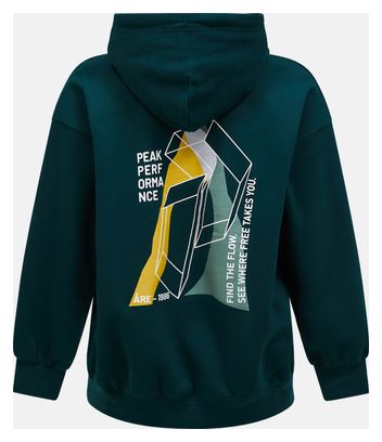 Felpa con cappuccio Peak Performance Terry Graphic Hood Verde Uomo