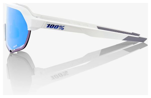 Lunettes 100% - S2 - Blanc Mat - Verres HiPER Miroir Bleu