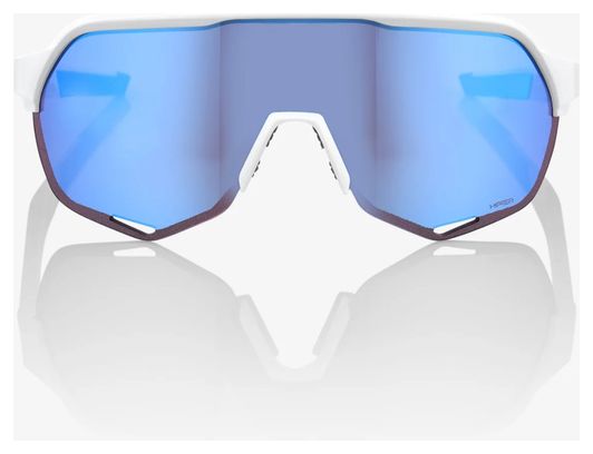 Lunettes 100% - S2 - Blanc Mat - Verres HiPER Miroir Bleu