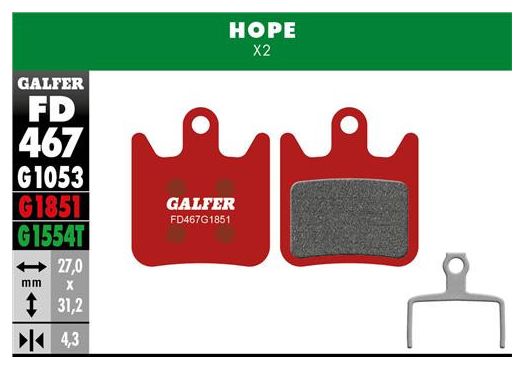 Coppia di pastiglie semimetalliche Galfer Hope X2 Advanced