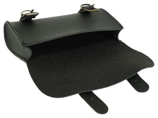 Sacoche de selle vélo noir avec boucle de fermeture simili cuir ville vtc vintage