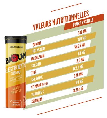 Bevanda elettrolitica Baouw al gusto mango e ananas - 10 pastiglie