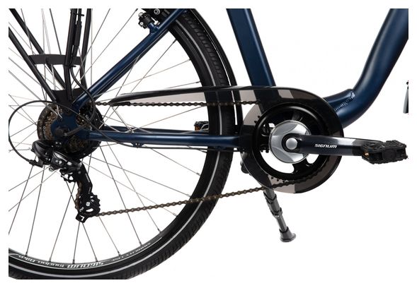 Vélo de Ville Électrique Mixte Bicyklet Claude Shimano Tourney 7V 500 Wh 700 mm Bleu Nuit Mat Marron