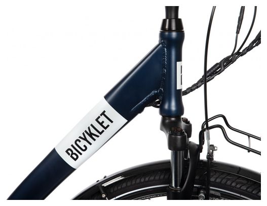 Vélo de Ville Électrique Mixte Bicyklet Claude Shimano Tourney 7V 500 Wh 700 mm Bleu Nuit Mat Marron