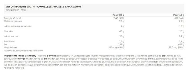 Boîte Natural Energy Cereal Bar (18x40g) - Powerbar - Fraise Et Cranberry - Barres énergétiques