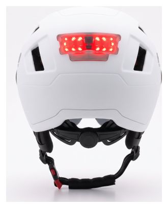 Casco de bicicleta Speed Pedelec blanco con viseras e iluminación LED