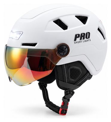Casco de bicicleta Speed Pedelec blanco con viseras e iluminación LED