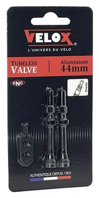 VALVE TUBELESS VELOX ALU NOIR 44MM PRESTA (X2)