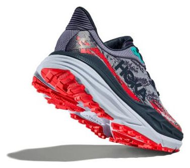 Chaussures Trail Hoka Stinson 7 Gris/Rouge Femme