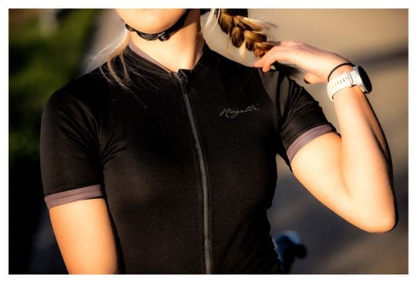 Maillot Manches Courtes Velo Rogelli Essential - Femme - Noir