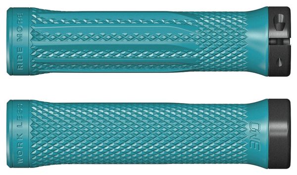 Pair of OneUp Lock-On Turquoise Grips