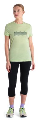 T-shirt Technique Femme Icebreaker Merinos 150 Tech Lite III Contour Waves Vert