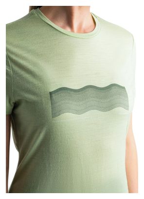 T-shirt Technique Femme Icebreaker Merinos 150 Tech Lite III Contour Waves Vert