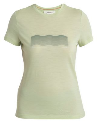 T-shirt Technique Femme Icebreaker Merinos 150 Tech Lite III Contour Waves Vert
