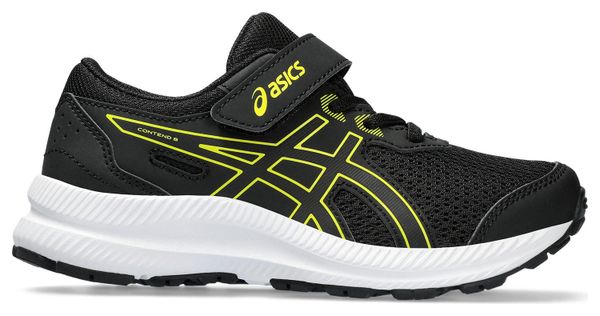 Asics Contend 8 PS Zwart Geel Kinderschoenen