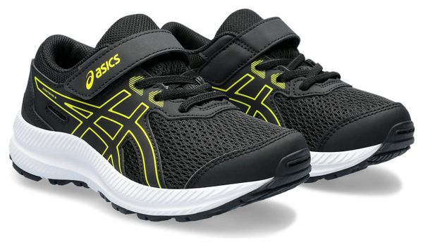 Asics Contend 8 PS Zwart Geel Kinderschoenen