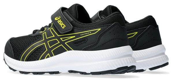 Asics Contend 8 PS Zwart Geel Kinderschoenen