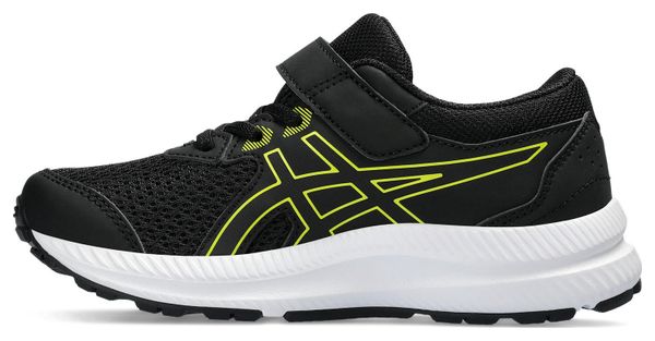 Asics Contend 8 PS Zwart Geel Kinderschoenen