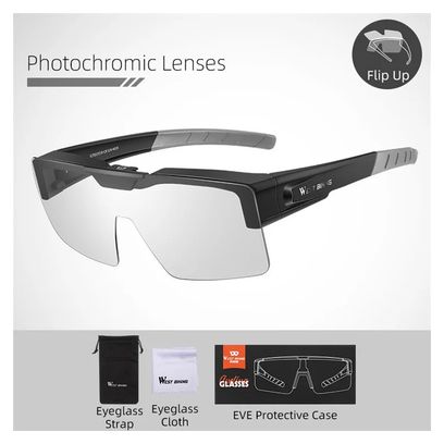 Lunettes de vélo photochromiques transparentes - noir