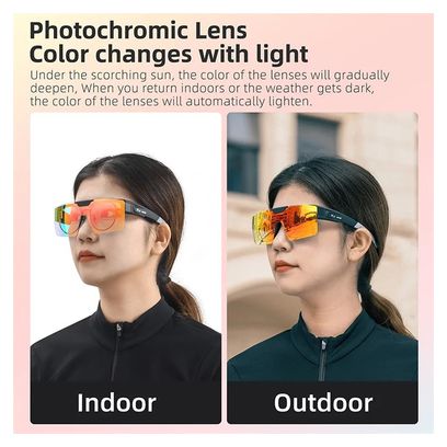 Lunettes de vélo photochromiques transparentes - noir