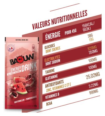 Baouw Watermeloen-Granaatappel Energiedrank 45 g