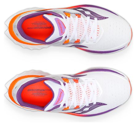 Chaussures de Running Femme Saucony Endorphin Speed 4 Blanc Violet Orange