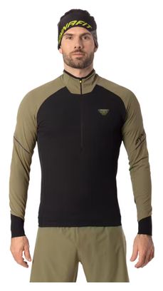 Dynafit Alpine Thermoshirt mit halbem Reißverschluss, Schwarz/Khaki, Herren