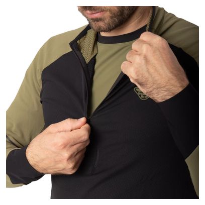 Dynafit Alpine Thermoshirt mit halbem Reißverschluss, Schwarz/Khaki, Herren