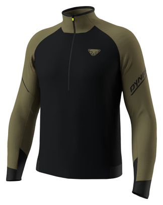 Dynafit Alpine Thermoshirt mit halbem Reißverschluss, Schwarz/Khaki, Herren