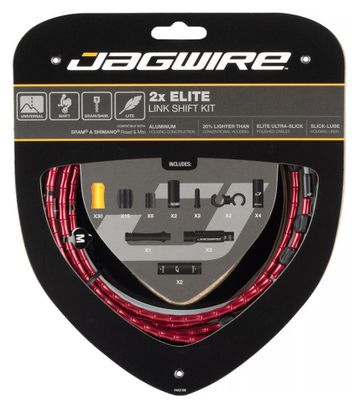 Kit Câbles et Gaines pour Dérailleurs Jagwire 2x Elite Link Shift Kit Rouge